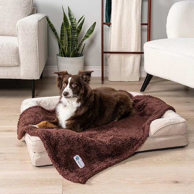 PetAmi Dog Blanket for Small Medium Dogs Brown, Fluffy Soft Puppy Blanket - Image 2