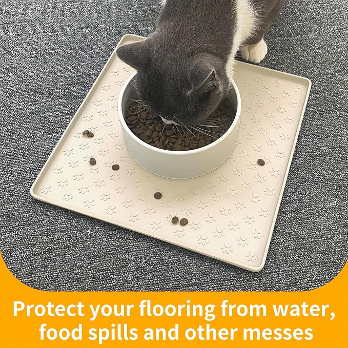 Ptlom Pet Placemat for Dog and Cat, Waterproof Non-Slip Silicone Feeding Bowl - Image 5