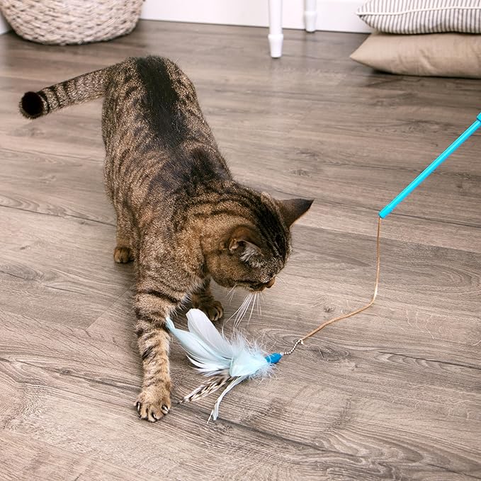 SmartyKat Frisky Flyer Feather Wand Cat Toy, Extendable Up to 24" - Image 9
