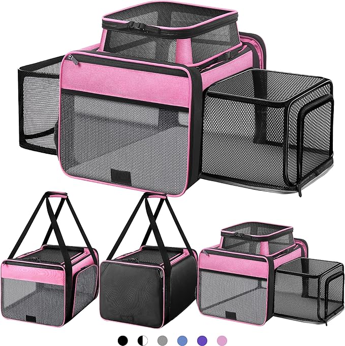 Top and 2 Sides Expandable Cat Carrier 18x11x11, TSA Airline Approved Dog by SHARLOVY