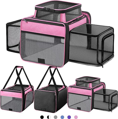 Top and 2 Sides Expandable Cat Carrier 18x11x11, TSA Airline Approved Dog by SHARLOVY