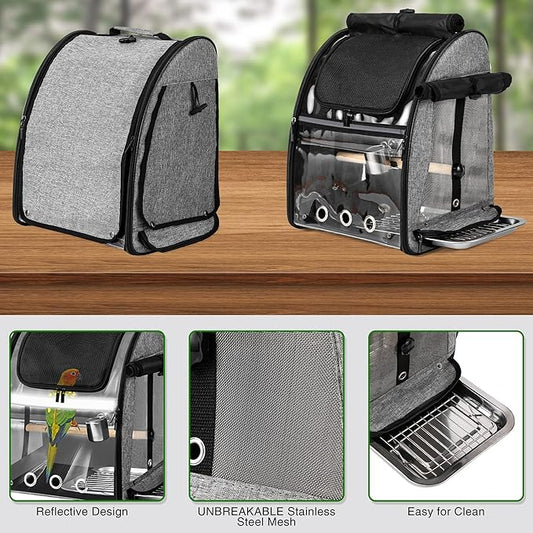 SUERTREE Bird Carrier Bag with Indestructible Stainless Steel Mesh, Bird Travel - Image 2