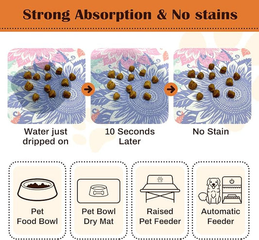 Pet Feeding Mat for Floors Waterproof Dog Mat for Food and Water Absorbent - Image 2