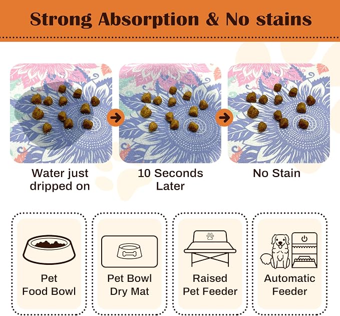 Pet Feeding Mat for Floors Waterproof Dog Mat for Food and Water Absorbent - Image 2