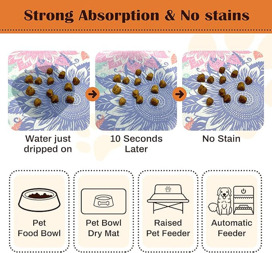 Pet Feeding Mat for Floors Waterproof Dog Mat for Food and Water Absorbent - Image 2