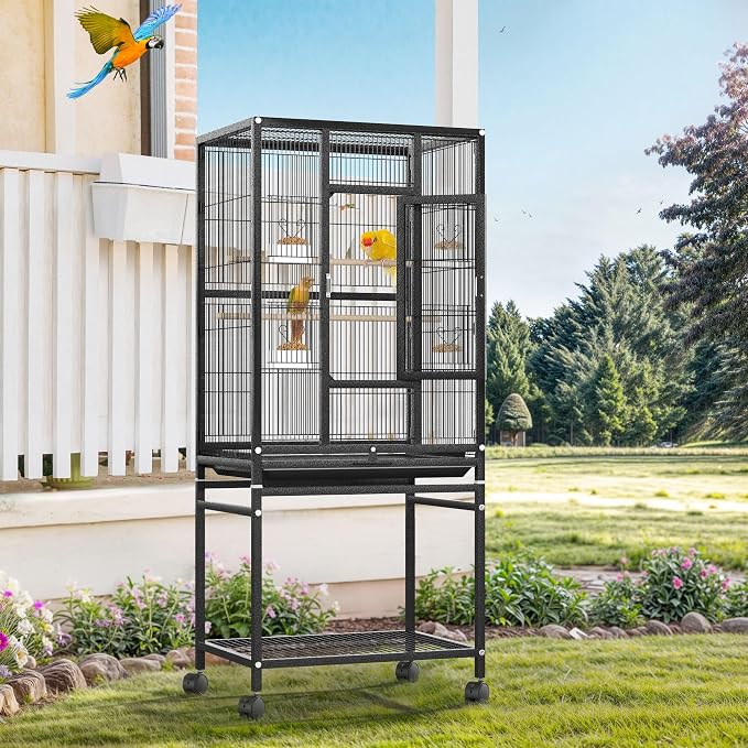 DWVO 53.9-Inch Metal Bird Cage: Large Parrot Cages - Image 5