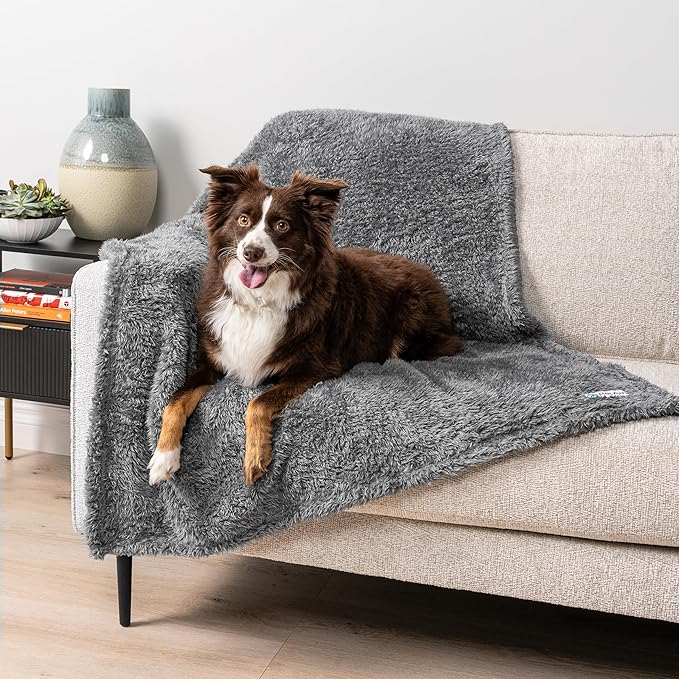 PetAmi Dog Blanket for Large Medium Dogs Grey, Fluffy Soft Puppy Blanket by PetAmi