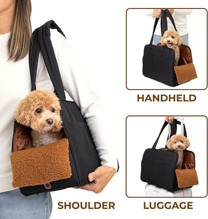 Black Dog Purse Carrier for Small Dogs – Cotton Padded Interior, Breathable - Image 8