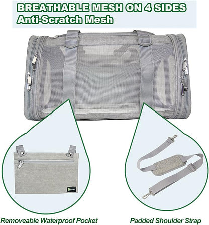 Soft-Sided Pet Carrier for Cats Small Dogs of 15 Lbs Medium Grey - Image 3