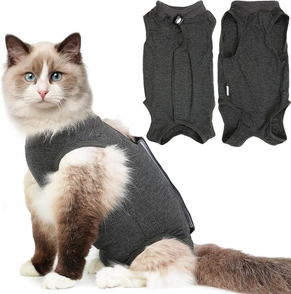 Cat Recovery Suit for Spay Abdominal Wounds, Kitten Onesie Bodysuit for Cats by Hpetppy