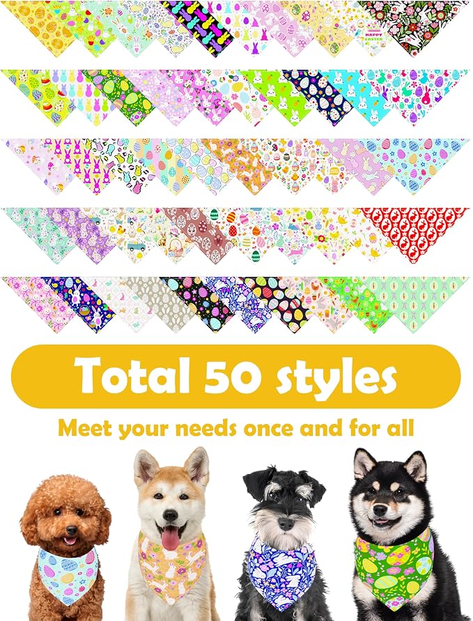 PET SHOW 50 Pack Easter Dog Bandanas Bulk - Image 3