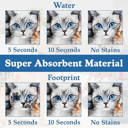 Cute Cats Pet Food Mat for Cats and Dogs–Christmas Stocking Absorbent Quick Dry - Image 3