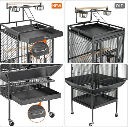 Yaheetech 61-inch Playtop Wrought Iron Large Parrot Bird Cages - Image 5