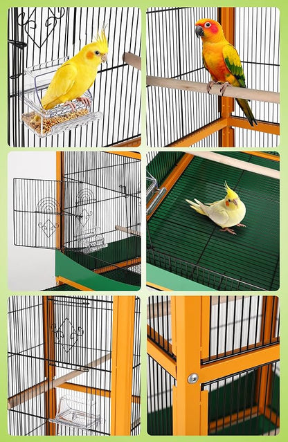 Garvee Bird Cage, w/Removeble Tray, Waterproof Roof, Lockable Caster, Indoor& - Image 3