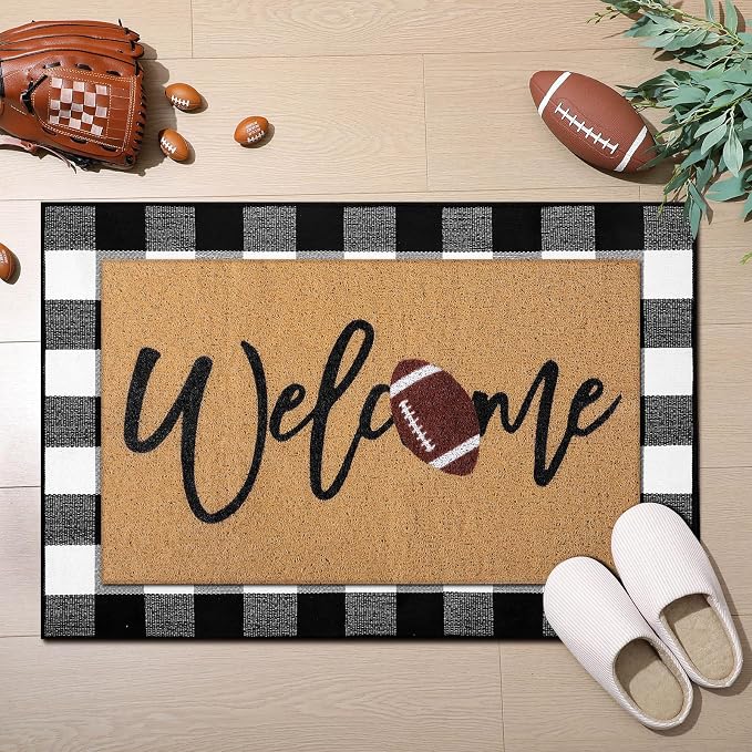 Tinideya 2 Pcs Door Mat Welcome Non Slip Coir Mats Floor Layering Doormats by Tinideya