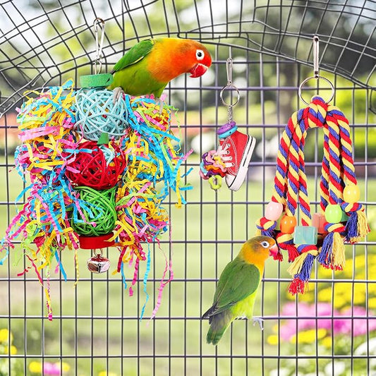Bird Toys for Parakeet，ESRISE Parrot Conure Chewing Shredding Foraging Toys - Image 2