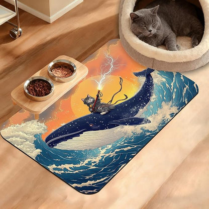 Dog Bowl Mat, Cat Shark Pet Feeding Mat by Unknown