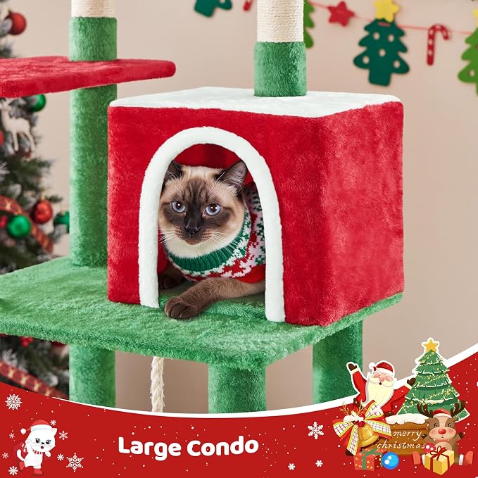 Yaheetech 63in Christmas Cat Tree - Image 4