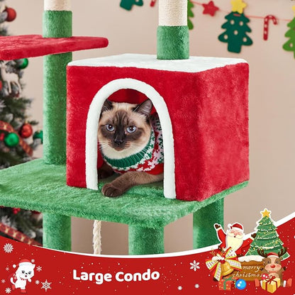 Yaheetech 63in Christmas Cat Tree - Image 4