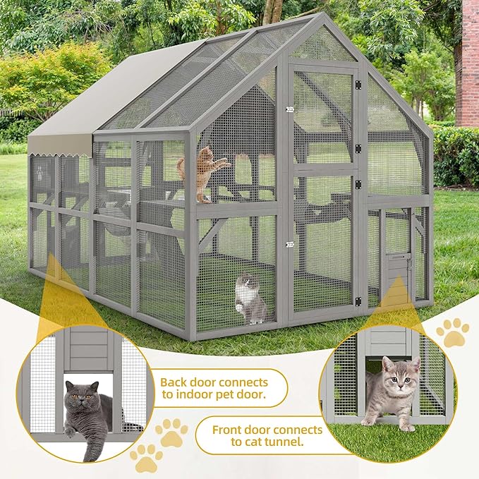 DWVO Extra Large Catio Outdoor Cat Enclosure, 110 inch Outside Cattery - Image 7