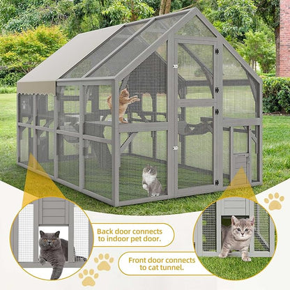 DWVO Extra Large Catio Outdoor Cat Enclosure, 110 inch Outside Cattery - Image 7