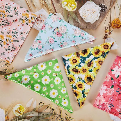 Weewooday 8 Pcs Floral Dog Bandana Spring Flower Pet Triangle Bib Scarf Daisy - Image 3