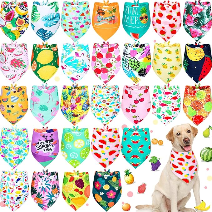 Eccliy 30 Pack Summer Fruit Dog Bandanas Bulk Soft Triangle Dog Scarfs by Eccliy