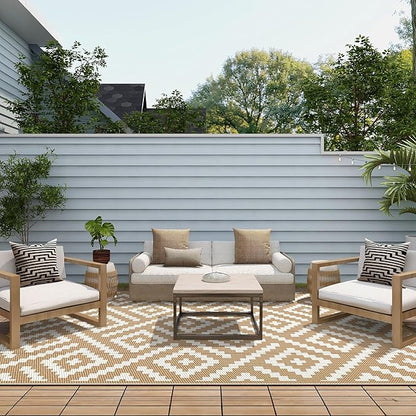 GENIMO Outdoor Rug for Patio Clearance, Reversible Plastic Straw Rugs for RV - Image 4
