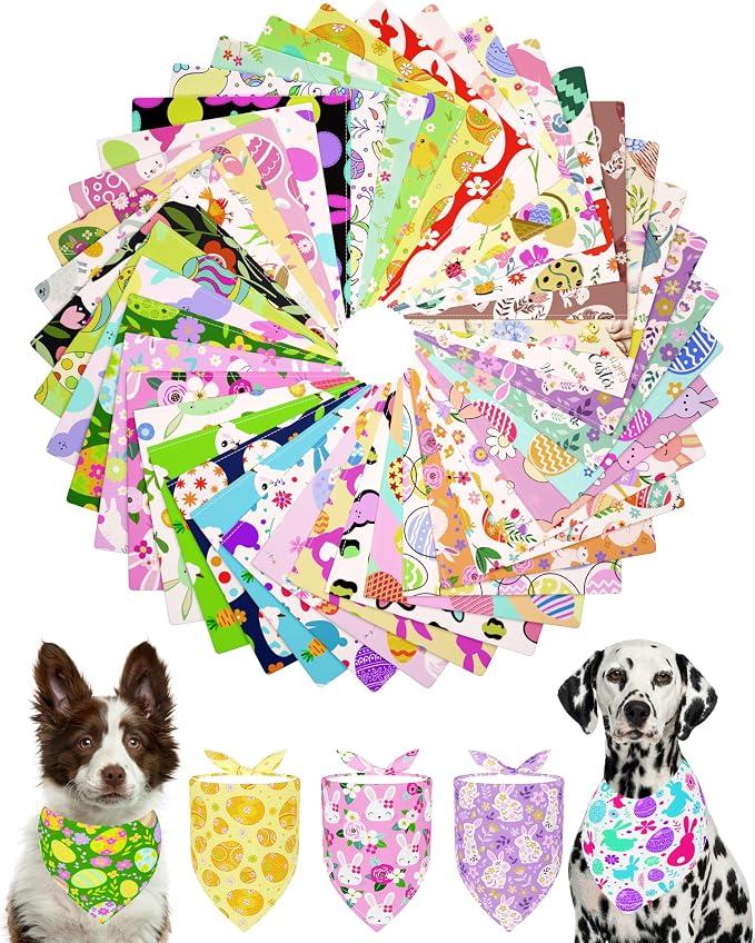 PET SHOW 50 Pack Easter Dog Bandanas Bulk by PETSHOW