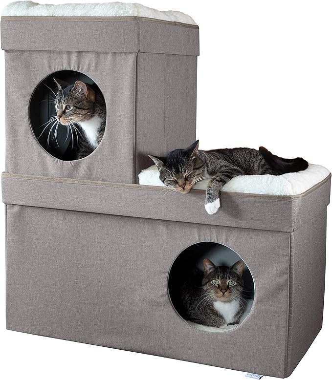 Kitty City Large Stackable Cat Condo & Cube House, Modular Indoor Cat Furniture by KittyCity