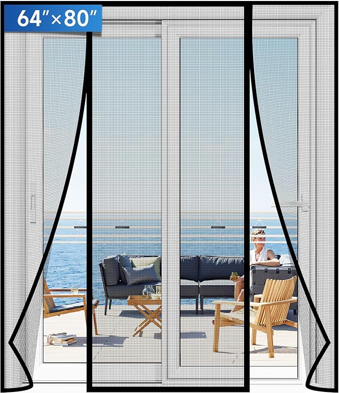 Magnetic Screen Door Upgraded PET Mesh Stronger Than Fiberglass and Polyester by Longeas