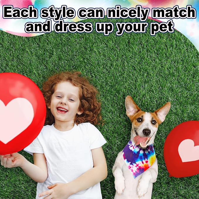 Aliceset 180 Pcs Tie Dye Dog Bandana Bulk Rainbow Bandanas - Image 6