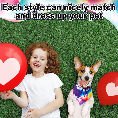 Aliceset 180 Pcs Tie Dye Dog Bandana Bulk Rainbow Bandanas - Image 6