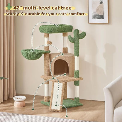 Yaheetech Cactus Cat Tree, 42in Cat Tower - Image 7