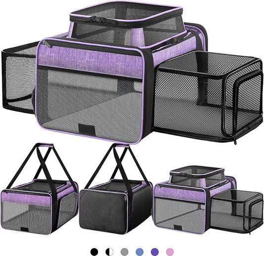 Top and 2 Sides Expandable Pet Carrier 17x11x9.5, TSA Airline Approved Small by SHARLOVY