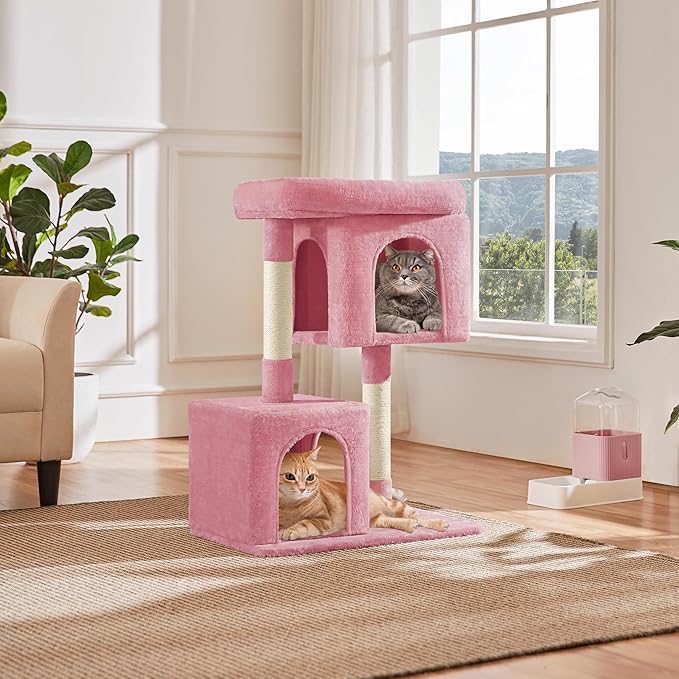 Yaheetech 33.5in Cat Tree, Small Kittens Tower w/Large Perch&2 Cozy Condos - Image 2