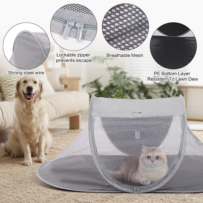 X-ZONE PET Outdoor Cat Tent, Pop Up Cat Playpen, Pet Enclosure Suitable Birds - Image 3