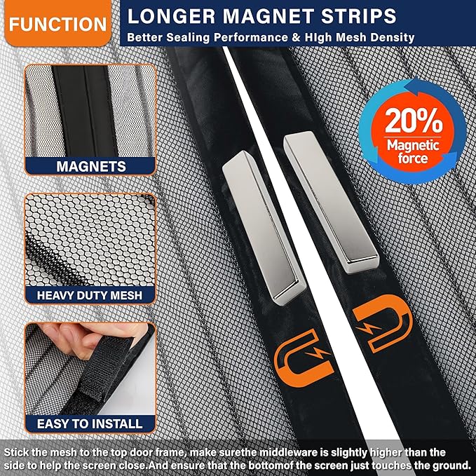 Magnetic Screen Door, Keep Bugs Out, Pet & Kid Friendly，Works - Image 3