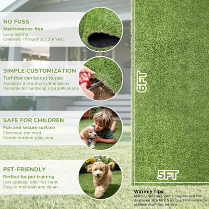 Artificial Grass Rug Indoor Outdoor, 5 x 6FT Faux Grass Turf - Image 4