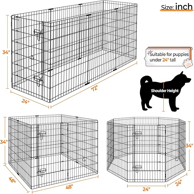 Yaheetech 34" High 8 Panel Foldable Metal Dog Exercise Pen Pet Playpen Dog - Image 7