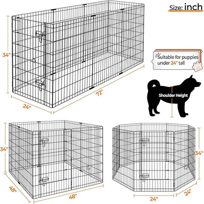 Yaheetech 34" High 8 Panel Foldable Metal Dog Exercise Pen Pet Playpen Dog - Image 7
