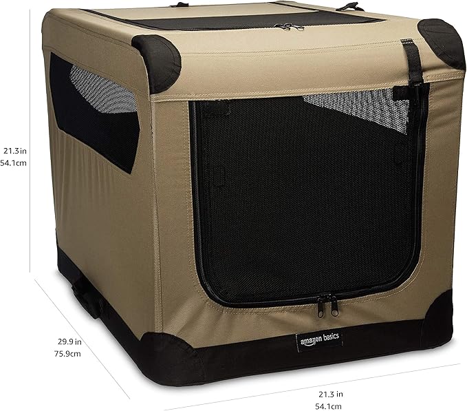 Amazon Basics Portable Folding Soft Dog Crate, Double Door, Collapsible Travel - Image 2