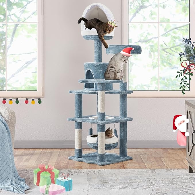 Yaheetech 61in Tall Ocean-Themed Cat Tree, Fish-Shaped Platform, Sisal - Image 2