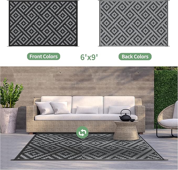 GENIMO Outdoor Rug for Patio Clearance, Reversible Plastic Camping Rugs - Image 2