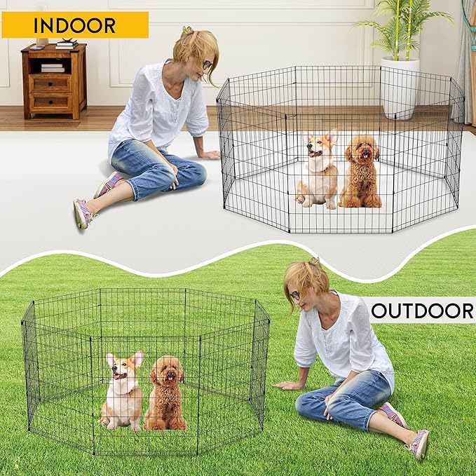 FDW 30 Inch Dog Pen 8 Panel Dog Playpen Indoor Outdoor Metal Puppy Pet Fence - Image 5