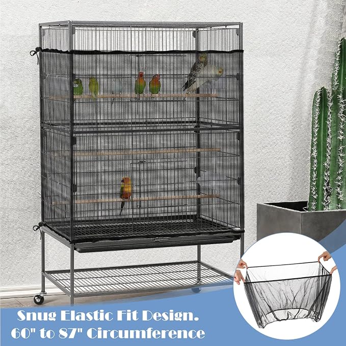 Large Bird Cage Seed Catcher 31 x 118 inches Adjustable Bird Cage Net Cover - Image 6