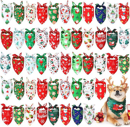 Abbylike 50 Pcs Christmas Dog Bandanas Bulk Xmas Bandanas by Abbylike