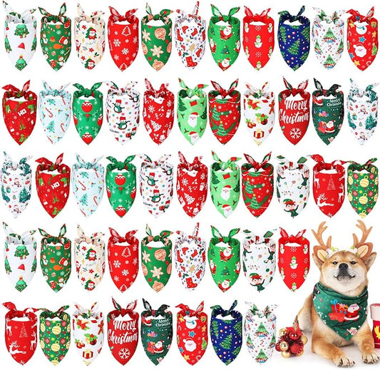 Abbylike 50 Pcs Christmas Dog Bandanas Bulk Xmas Bandanas by Abbylike