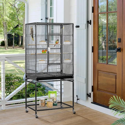 Yaheetech 54-inch Wrought Iron Standing Large Parrot Parakeet Flight Bird Cage - Image 2