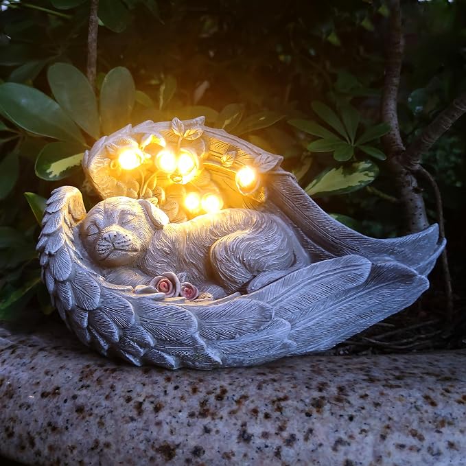 Solar Dog Garden Statues Outdoor Décor- Dog Figurines Solar LED Light Lawn - Image 5